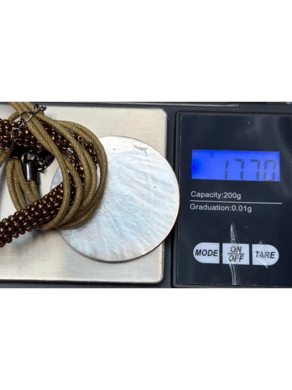Lia Sophia Harvest Moon Shell Necklace Mother of Pearl Multi Cord Adj 19.5